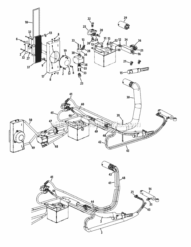 Hydro Controls Diagram and Parts List for S6032-D 53AY8DU6050-312HP Cub Cadet Lawn Tractor